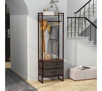 HOMCOM Free Standing Clothes Rail with 3 Fabric Drawers and Storage Shelves, Garment Rack, Hanging Rail for Hallway, Bedroom and Living Room, Rustic Brown