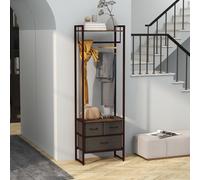 Homcom Free Standing Clothes Rail Garment Rack With 3 Fabric Drawers In Brown Brown