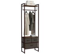 Homcom Clothes Hanging Rail With 3 Fabric Drawers Storage Shelves For Hallway