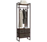 Homcom Clothes Hanging Rail With 3 Fabric Drawers Storage Shelves For Hallway