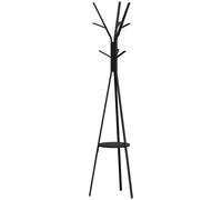 Homcom 180Cm Free Standing Coat Rack Metal Shelf Holder Stand Hat Hanger Black