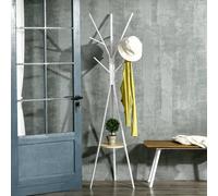 HOMCOM Free Standing Coat Rack Metal Shelf Holder Stand Display Clothes Hat in White HOMCOM White