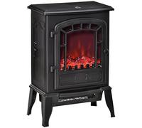 HOMCOM Free standing Electric Fireplace Stove, Fireplace Heater with Realistic Flame Effect, Overheat Safety Protection, 1000W/2000W, Black