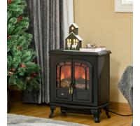 HOMCOM Electric Fireplace Stove Heater, Double Door 1000W/2000W Black