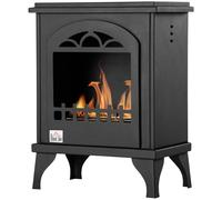 HOMCOM Modern Fireplace Stove Small Compact Alcohol Fireplace Modern Bioethanol Heater Free Standing 0.9L Tank 3H Burning Time Black Aosom UK