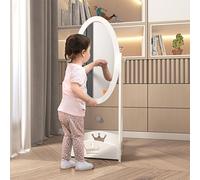 HOMCOM Free Standing Kids' Dressing Mirror with storage For 3- 8 Years Old White HOMCOM White