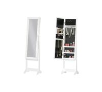 HomCom Free Standing LED Mirrored Jewelry Cabinet
