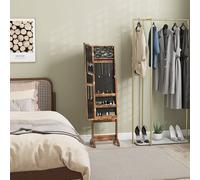 HOMCOM Freestanding LED Mirrored Jewelry Cabinet - Rustic Brown | TJ Hughes