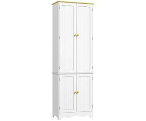 HOMCOM Freestanding 4-Door Kitchen Cupboard, Storage Cabinet Organizer with 4 Shelves,White