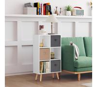 HOMCOM Freestanding 6 Cube Storage Cabinet Unit Bookcase w/ 3 Drawer White, White
