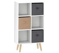 HOMCOM Freestanding 6 Cube Unit Cabinet Unit w/ 3 Fabric Drawers Handles Home Office Storage Shelves White Aosom UK