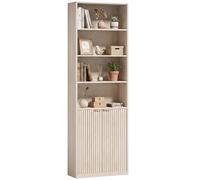 HOMCOM Freestanding 6-Tier Tall Bookcase with Adjustable Shelf Cabinet, Oak