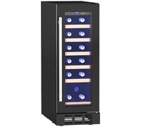HOMCOM Freestanding and Built-in Wine Fridge, 56L Slim Compressor Wine Cooler Fridge with LED Lighting, Glass Door, Adjustable Temperature Control, Digital Touch Display, Holds 19 Bottles, 29.5cm
