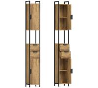 HOMCOM Freestanding Bathroom Cabinet, Tall Bathroom Storage Cabinet with Drawers and Shelves, Linen Storage, Brown