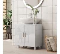 HOMCOM Freestanding Bathroom High Gloss Under Sink Cabinet, White HOMCOM White