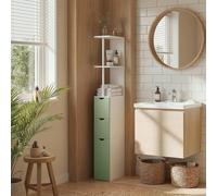 HOMCOM Freestanding Bathroom Storage Cabinet with 2-Tier Shelf, Light Green