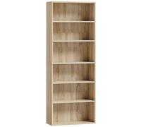 HOMCOM Freestanding Bookcase, 6 Tier Bookshelf with Adjustable Shelves for Living Room, Study, Oak