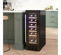 HOMCOM Freestanding / Built-in Wine Cooler Fridge, 19 Bottle, Black - Black - 29.5W x 57D x 82Hcm