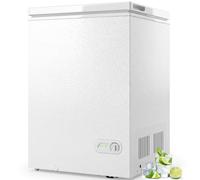 HOMCOM Freestanding Chest Freezer 91L with Removable Storage Basket, White | Chest Freezer with Mechanical Temperature Control, Adjustable Feet, Quiet 43 dB Operation for Kitchen Home Office