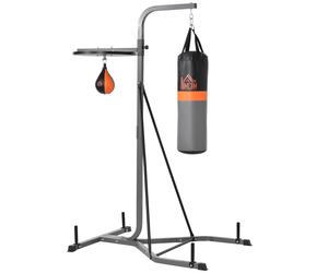 HOMCOM Freestanding Duo Punch Training Punchbag Sandbag Adjustable Height Home Agility Training Steel Frame Aosom UK