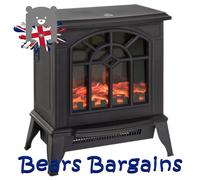 Freestanding Electric Fireplace Heater with Flame Effect, Black