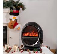 Table Top Electric Fireplace Heater W/ Flame Effect Rotatable Head Black HOMCOM Black One Size