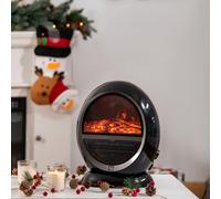 HOMCOM Freestanding Electric Fireplace Heater W/ Flame Effect Rotatable Head 1500W in Black HOMCOM Black