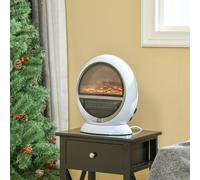 HOMCOM Table Top Electric Fireplace Heater with LED Flame Rotatable Head White, White