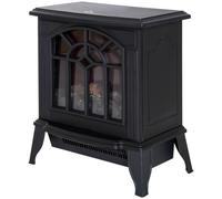 Homcom Freestanding Electric Fireplace Heater W/ Led Flame 1000W/2000W Black Black
