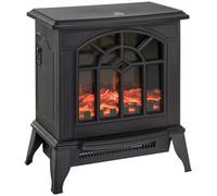 HOMCOM Freestanding Electric Fireplace Heater w/ LED Flame 1000W/2000W Black HOMCOM Black