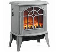 HOMCOM Freestanding Electric Fireplace LED Flame Effect 1000W/2000W, Grey | Electric Log Burner, Overheating Safety System