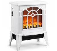 HOMCOM Freestanding Electric Fireplace LED Flame Effect 1000W/2000W, White | Electric Log Burner, Overheating Safety System