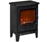Electric Fireplace Stove Heater with Realistic Flame Effect - Black