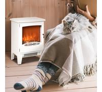 Etna HOMCOM 1.8kW Freestanding Electric Fireplace Stove with Realistic Flame Effect - White, White