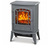 HOMCOM Freestanding Electric Fireplace Stove with LED Flame, 2000W, Grey | Size: Medium HOMCOM Grey Medium