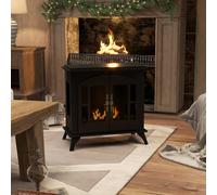Homcom Freestanding Ethanol Fireplace Bioethanol Fire W/ 0.9L Tank 3 Hours Burning Time In Black Black