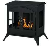 HOMCOM Freestanding Ethanol Fireplace Bioethanol Fire w/ 0.9L Tank 3 Hours Burning Time in Black HOMCOM Black