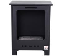 HOMCOM Freestanding Ethanol Fireplace, Bioethanol Fire with 1.5L Tank, 3 Hours Burning Time for Indoor, Black