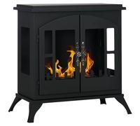 HOMCOM Freestanding Ethanol Fireplace Stove, Bioethanol Fire with Stainless Steel Flame Snuffer, 0.9L Tank, 3 Hours Burning Time for Indoor, Black