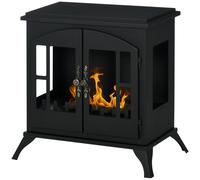 HOMCOM Freestanding Ethanol Fireplace Stove, Bioethanol Fire with Stainless Steel Flame Snuffer, 0.9L Tank, 3 Hours Burning Time for Indoor, Black