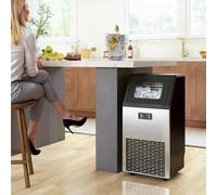 HOMCOM Freestanding Ice Machine with 45kg/24H Capacity, Commercial Ice Maker - 1 - Silver - Stainless steel, ABS plastic