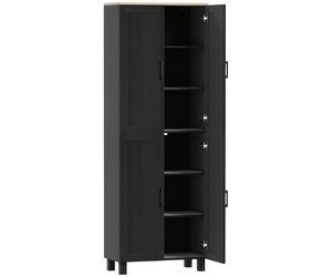HOMCOM Freestanding Kitchen Cupboard, 4-Door Storage Cabinet with Adjustable Shelves, Modern Kitchen Pantry for Dining Room, 170cm, Black