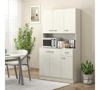 HOMCOM Free-Standing Kitchen Pantry Storage Unit with Cabinets and Drawers - Cream White, White