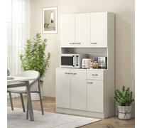 Homcom Freestanding Kitchen Cupboard, Storage Cabinet With Doors Cream White