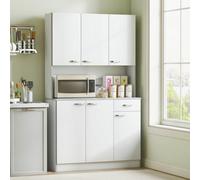 Homcom Freestanding Kitchen Cupboard, Storage Cabinet With Doors White
