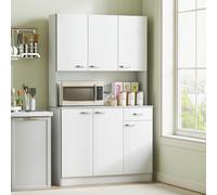 HOMCOM Freestanding Kitchen Cupboard, Storage Cabinet With Doors, Drawer, White