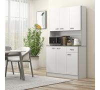 Homcom Freestanding Kitchen Cupboard, Storage Cabinet With Doors White, Grey