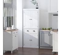 HOMCOM Freestanding Kitchen Pantry Cupboard Storage Cabinet with Doors White