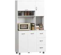 Homcom Freestanding Kitchen Storage Cabinet Cupboard Cabinets Drawers In White White