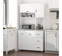HOMCOM Freestanding Kitchen Cupboard - Open Compartments for Microwave - White | TJ Hughes